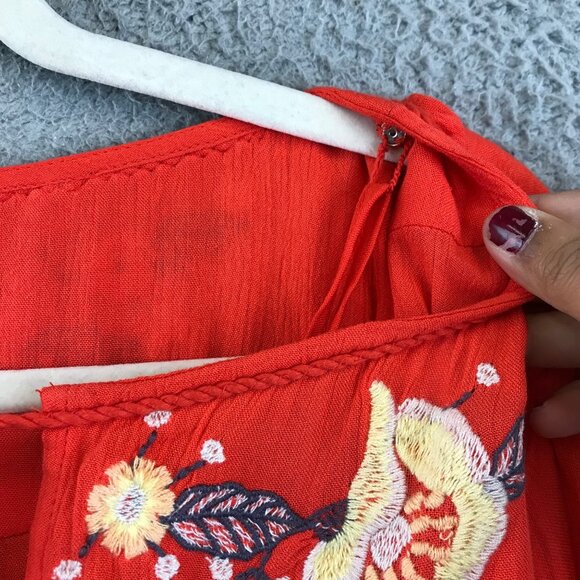 Free People Embroidered Boho Peasant Tunic Top With Floral Detailing XS - Picture 7 of 16